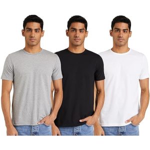 Amazon Brand - Symbol Men's Solid Cotton T Shirt | Plain | Round Neck | Half Sleeve - Regular Fit | Combo Pack of 3 (Available in Plus Size)