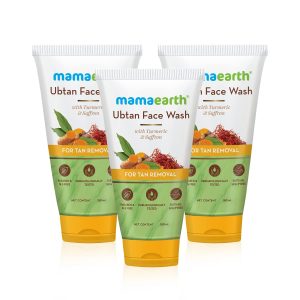Mamaearth Ubtan Natural Face Wash For all Skin Type with Turmeric & Saffron for Tan Removal 150 ml (Pack of 3)
