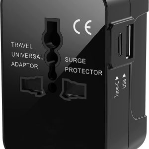 rts Type C (USB C) Universal Travel Adapter with Type C, 3 in 1 Universal Adapter Plug, Travel Essentials Accessories with 1 USB, 1 USB-C with 2.4A, Travel Adaptor for Phone, Laptop, Mobile, Tablet