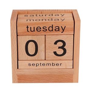 STAR CRAFT Wooden Calendar Table/Desk Calender Office Desk Stationary Calender Handcrafted Natural Wood Perpetual Calendar Set for Desk/Table Decor, Study Room (BLACK
